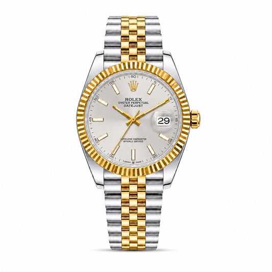 Rolex Oyster Perpetual Date Just White Dial 2 Tone Strap