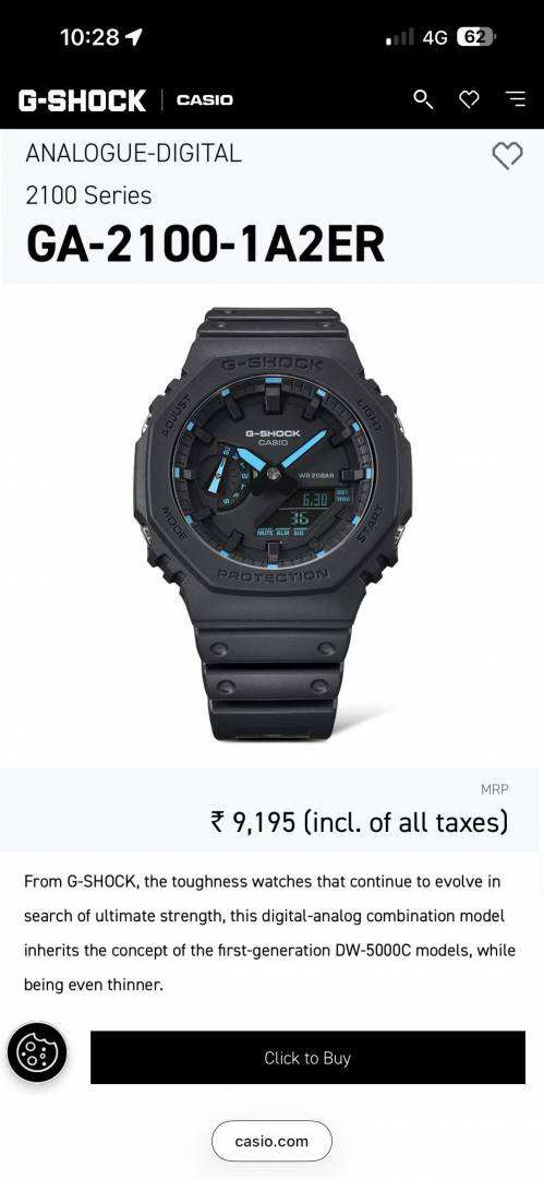 Casio g shock ga2100 black and blue