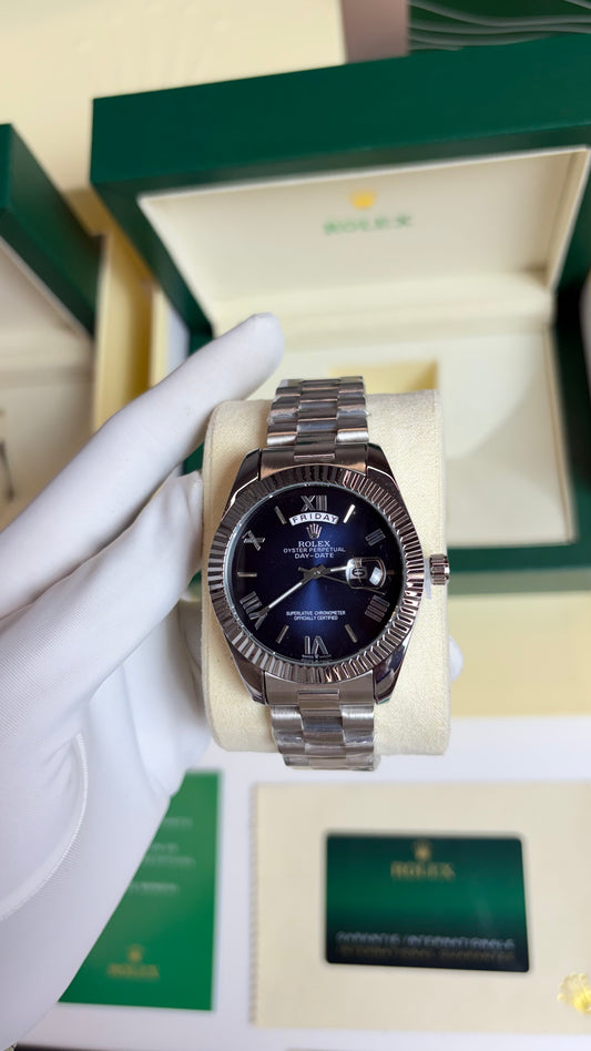 Rolex Oyster Perpetual Day Date Silver Blue