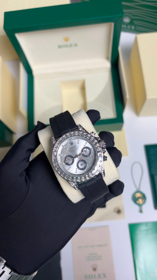 Rolex Oyster Perpetual Daytona Silver Dial Silicon Strap