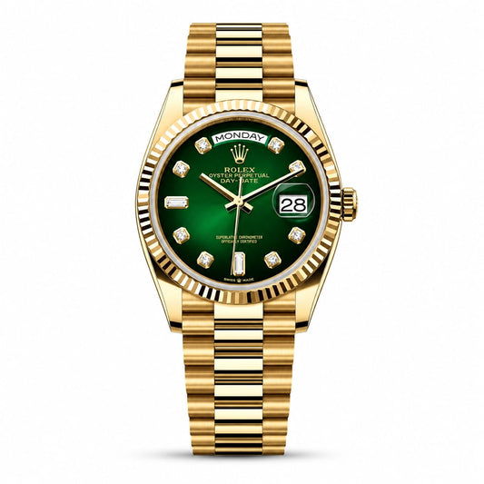 Rolex Oyster Perpetual Day Date 40 Diamond Battery Gold-Green