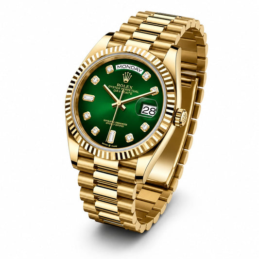 Rolex Oyster Perpetual Day Date 40 Diamond Battery Gold-Green