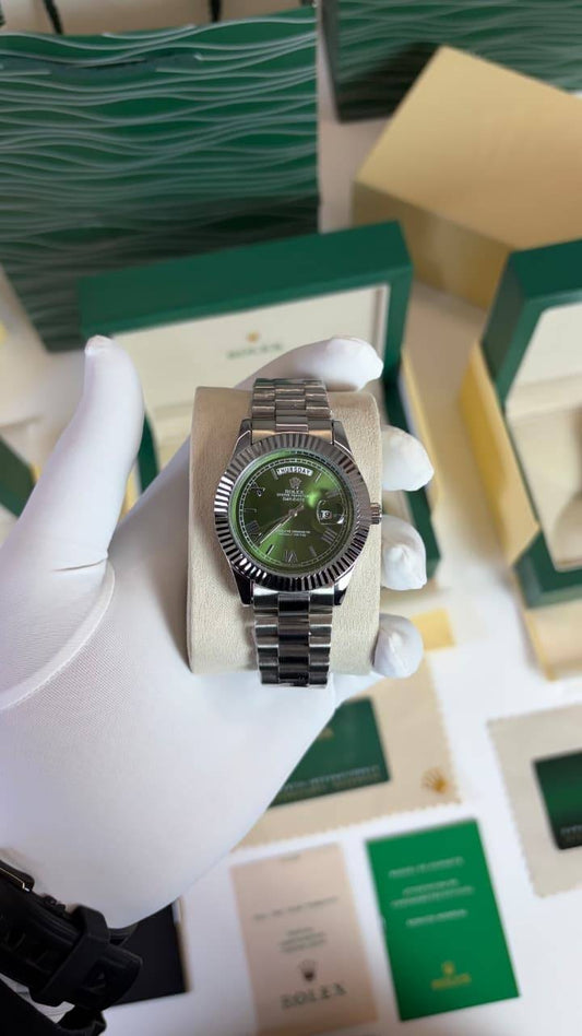 Silver Green Exclusive Day Date Premium Watch for Men