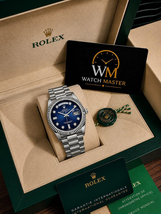 Blue Silver Royal Day Date Premium Watch for Men