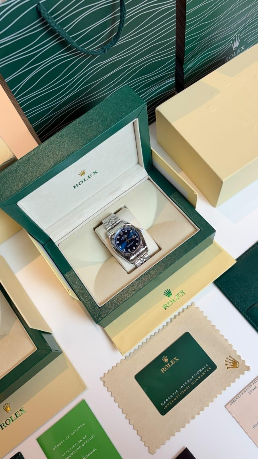 Blue Silver Royal Day Date Premium Watch for Men