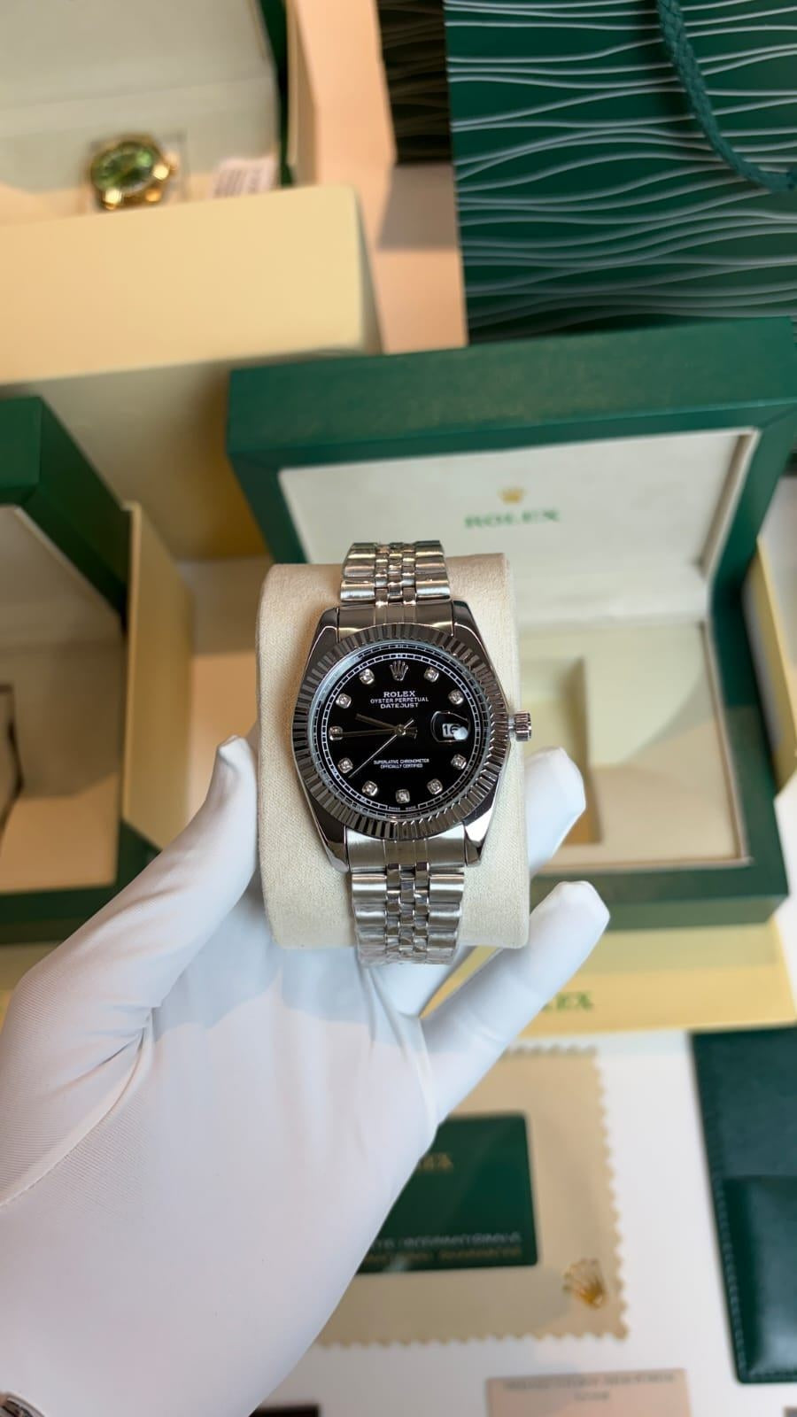 Black Silver Signature Date Just Premium Watch for Men