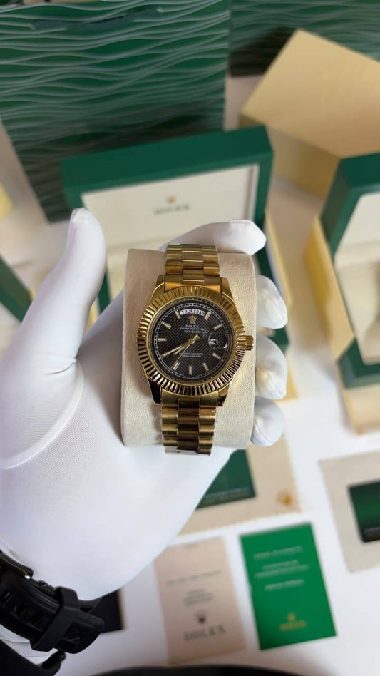 Gold Black Exclusive Day Date Premium Watch for Men