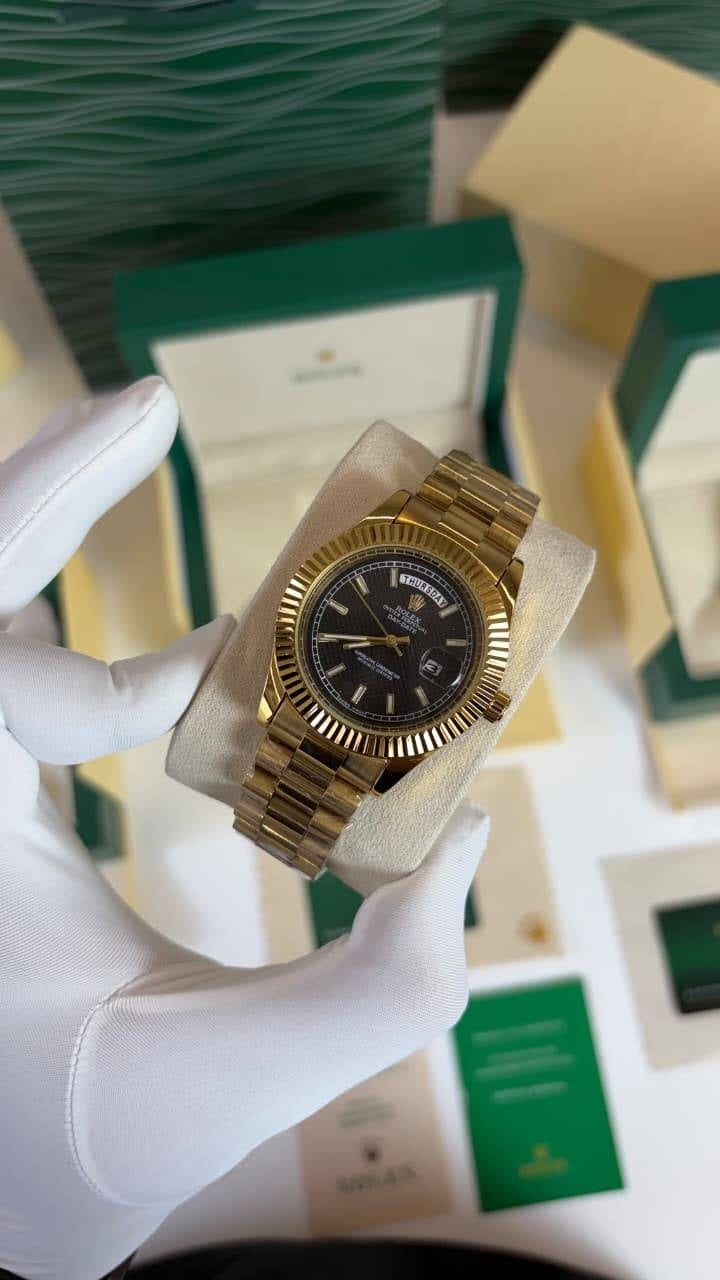 Gold Black Exclusive Day Date Premium Watch for Men