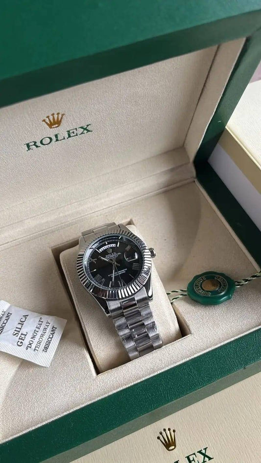 Black Silver Classic Day Date Premium Watch for Men