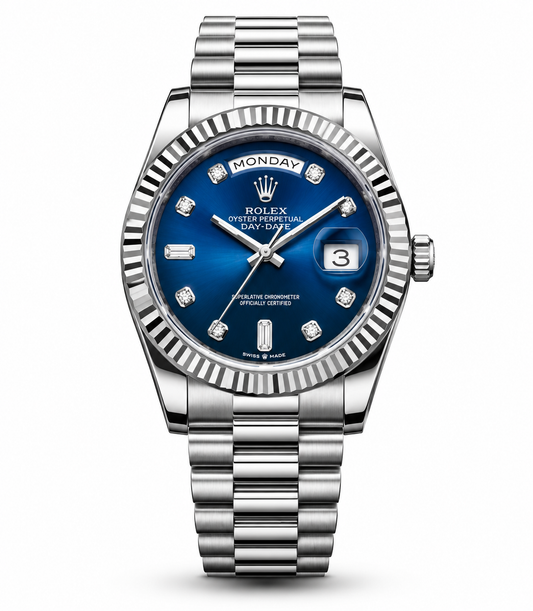 Blue Silver Royal Day Date Premium Watch for Men