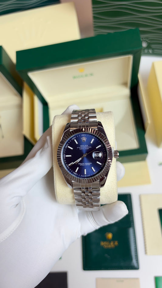 Rolex Oyster Perpetual Date Just Silver Blue