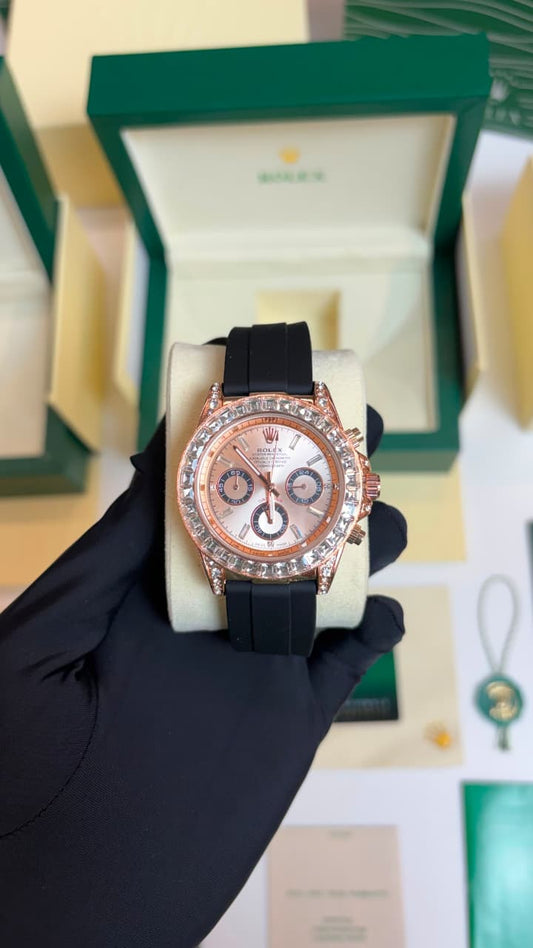 Rolex Oyster Perpetual Daytona Rose Gold Dial Silicon Strap