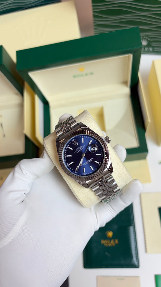Rolex Oyster Perpetual Date Just Silver Blue