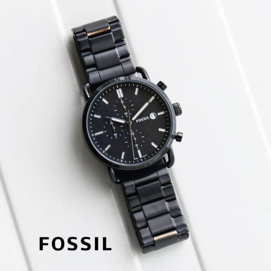 Fossil commuter Good Quality Black Silver