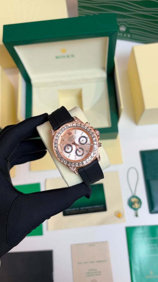 Rolex Oyster Perpetual Daytona Rose Gold Dial Silicon Strap